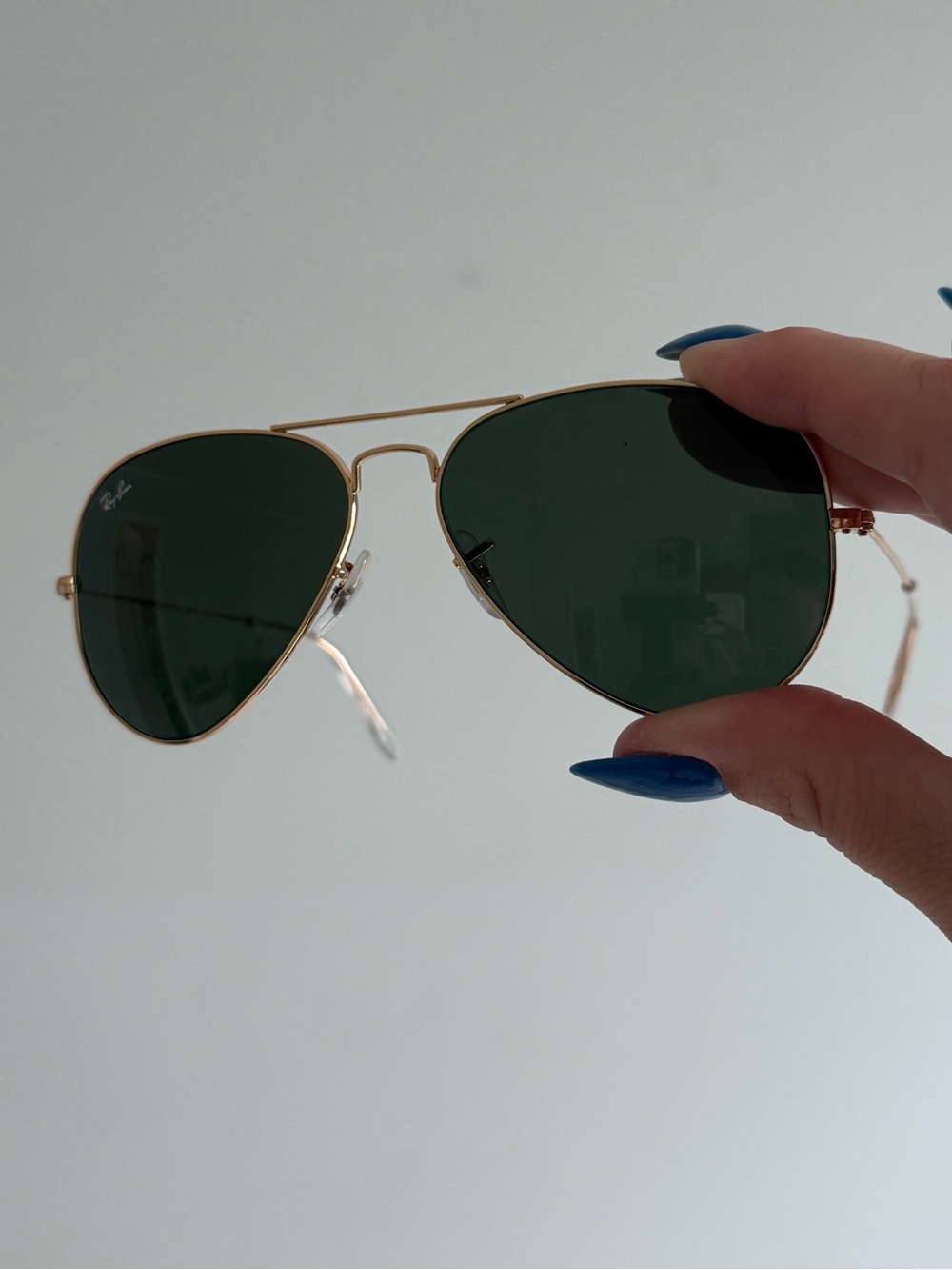Ray-Ban Classic Gold Frame Aviator Sunglasses with Green Lenses